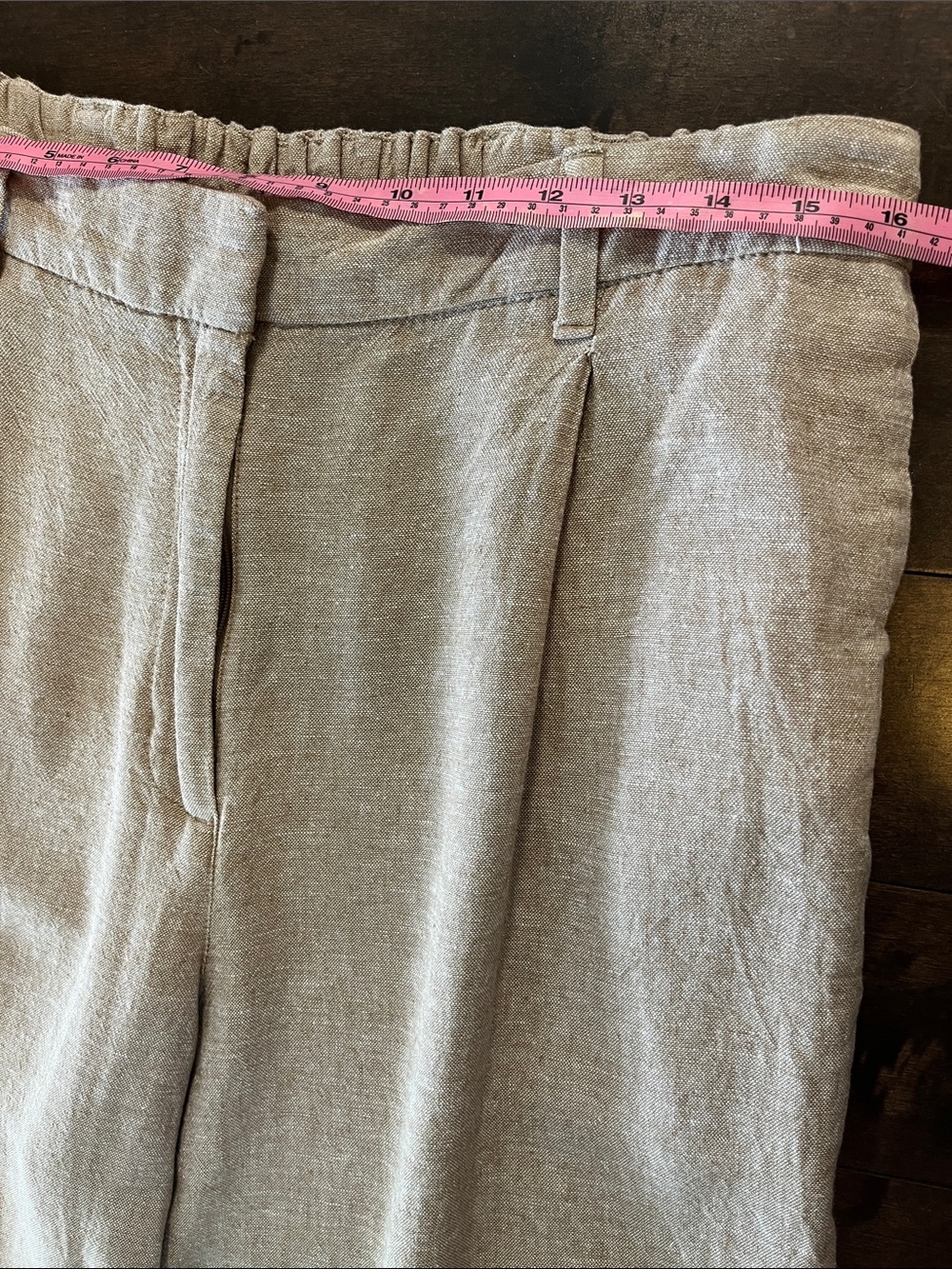 Taupe Linen Blend Pleated Wide Leg Pants Trousers XL - Picture 7 of 11